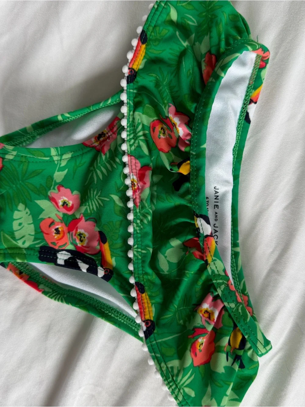 Janie and Jack Green Floral Ruffle Two-Piece Swimsuit baby girl 6-12m